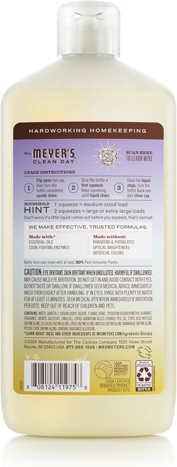Mrs. Meyer'S Clean Day Ultra Concentrated Laundry Detergent, Lavender Scent, 24.3 Fl Oz