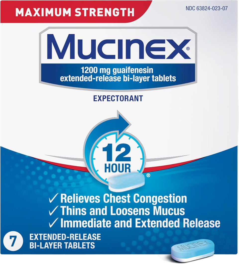 Mucinex 12 Hr Max Strength Chest Congestion Expectorant Tablets, 7 Count