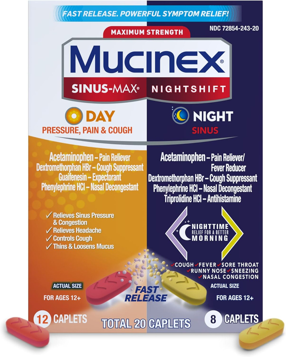 Mucinex Pressure, Pain & Cough & Nightshift® Sinus Caplets 20Ct