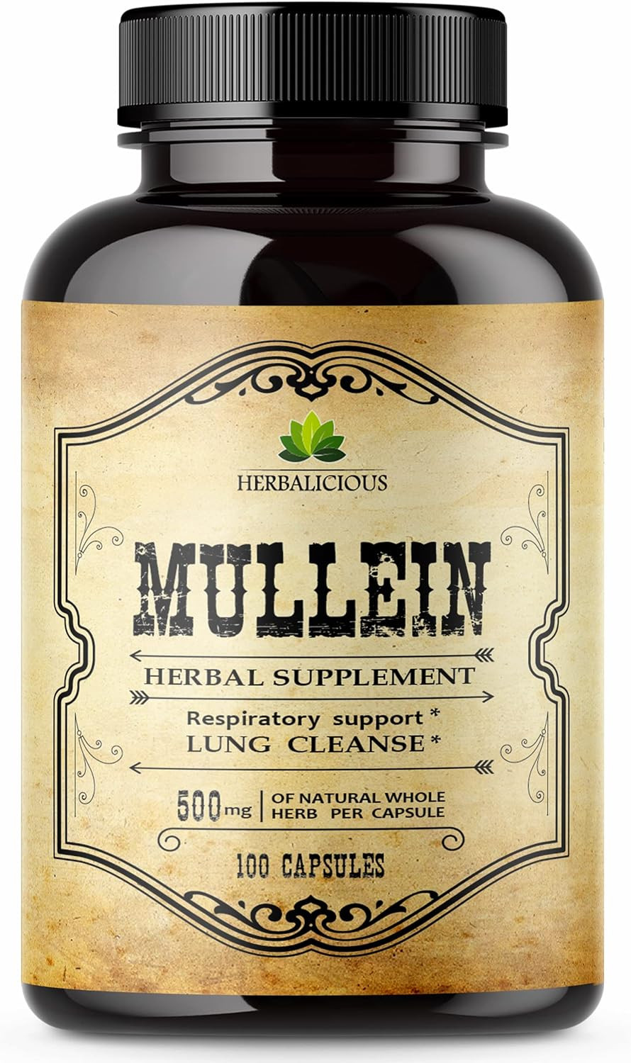 Mullein Leaf Extract For Lungs  Lung Detox For Smokers & Respiratory Support  Herbal Supplement For Lung Cleanse, Detox, And Digestive Wellness  Vegan, Non-Gmo, 100 Capsules