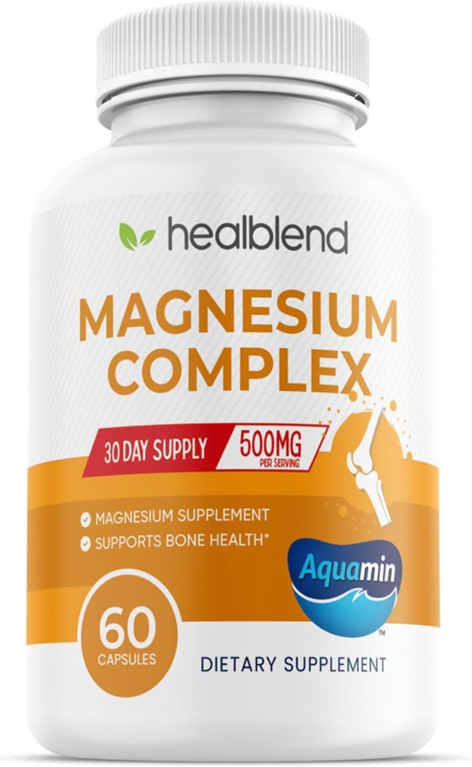 Multi Magnesium Complex Supplement 500Mg - 5 Active Bioavailable Forms  Hydroxide, Malate, Oxide, Citrate, Glycinate - Bone, Heart, & Muscle Support