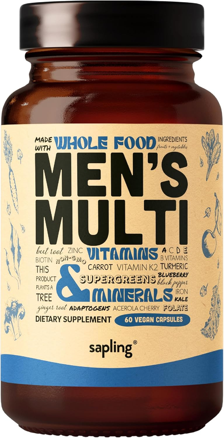 Multivitamin For Men - Daily MenS Multivitamin - Methylated B Complex With Whole Food Ingredients, Vitamin B12, Folate, A, C, D3, E, K2, Organic Fruits & Vegetables - Vegan, Non-Gmo - 60 Caps