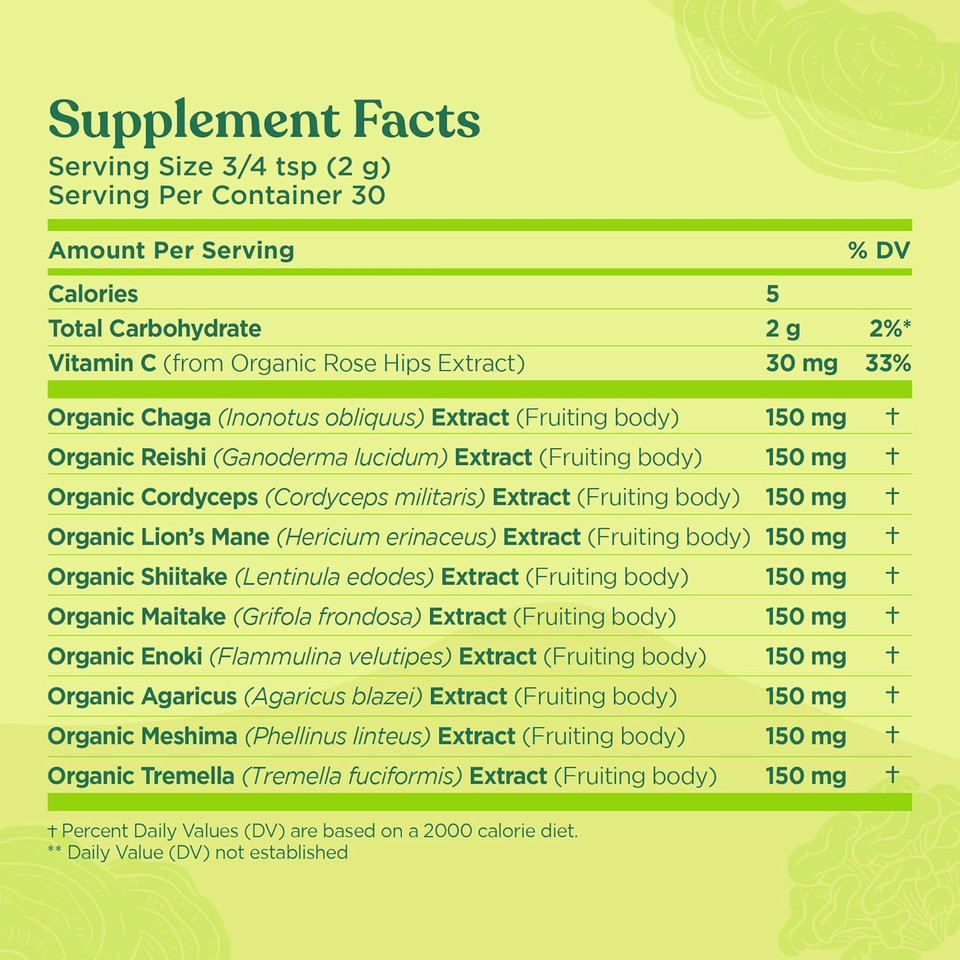 Mushroom Blend Defend Mix By Four Sigmatic | Organic Mushroom Powder Complex With LionS Mane, Cordyceps, Chaga, Reishi And More | Natural Immune Support Supplement | Vegan, Gluten-Free | 30 Servings