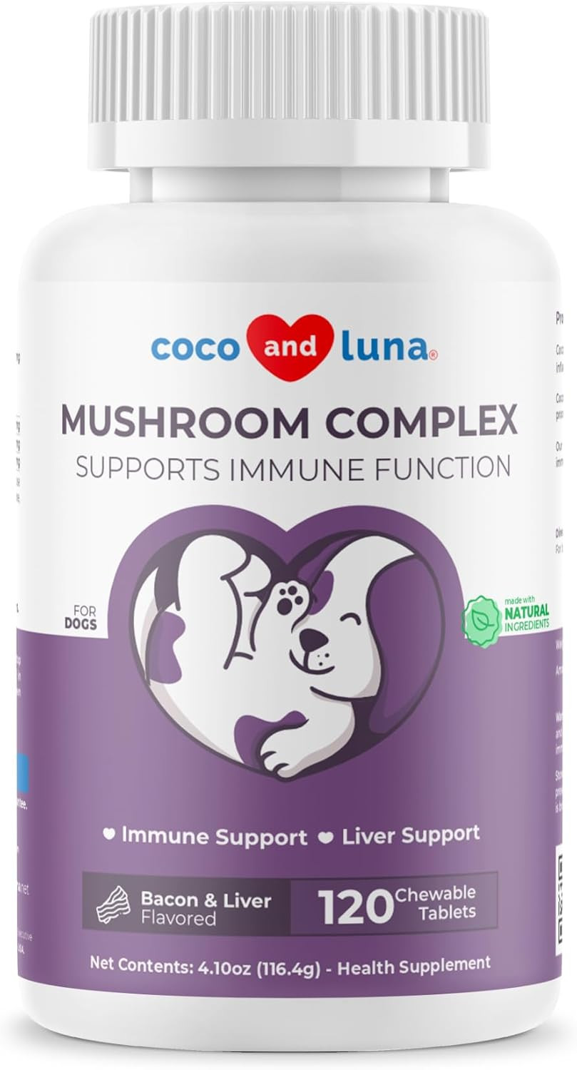 Mushroom Complex For Dogs - 90 Soft Chews - Turkey Tail Mushroom - Immune, Joint, Digestive, And Liver Support With Milk Thistle