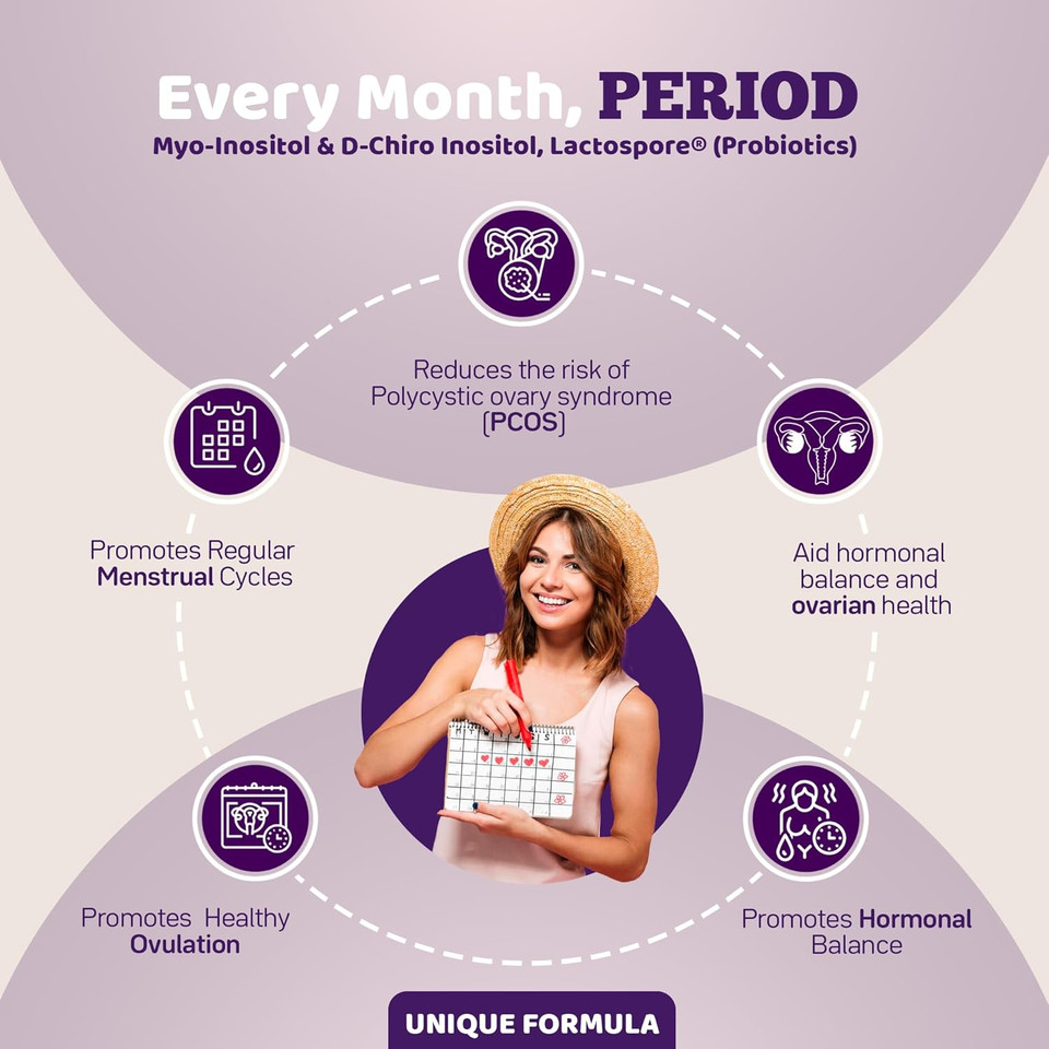 Myo-Inositol & D-Chiro Inositol + Probiotics | Hormone Balance For Women | Ideal 3.6:1 Ratio | Regulate Menstrual Cycle & Support Ovarian Health | Pcos Supplement | Vegan Capsule | 30-Day Supply