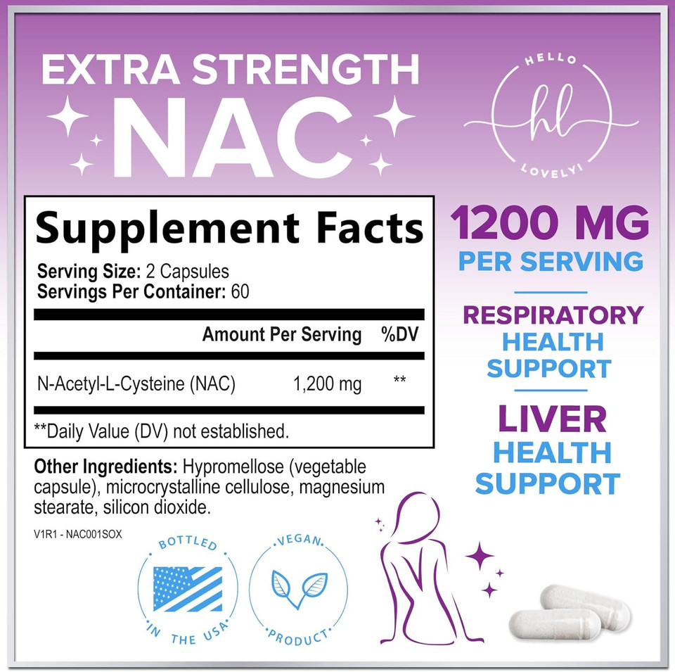 Nac Supplement 1200 Mg - Liver, Lung Health & Immune Support, N-Aceyl Cysteine Nac Antioxidant, Respiratory & Free Radical Support, Non-Gmo & Gluten Free N-Acetylcysteine Supplement - 120 Capsules