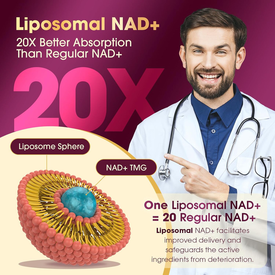 Nad Supplement 1100Mg Pure Organic, Liposomal Nad Resveratrol Supplement For Women & Men, Boost Nad+ For Aging Defense, Cellular Energy, Focus - Ultra Antioxidant, 90 Capsules