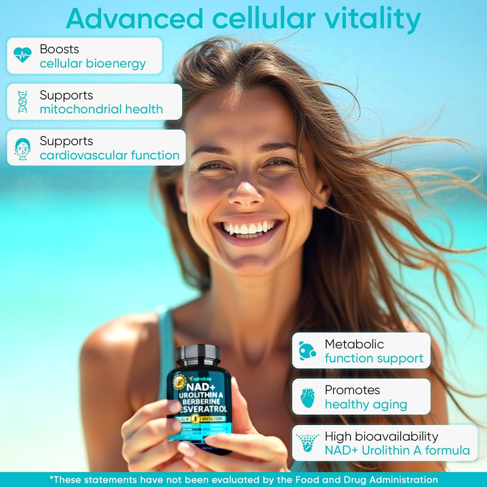 Nad Supplement For Women And Men. Longevity Formula With Liposomal Nad+, Trans Resveratrol, Urolithin-A, Berberine, Coq10. Nmn Supplement Alternative. 90 Count