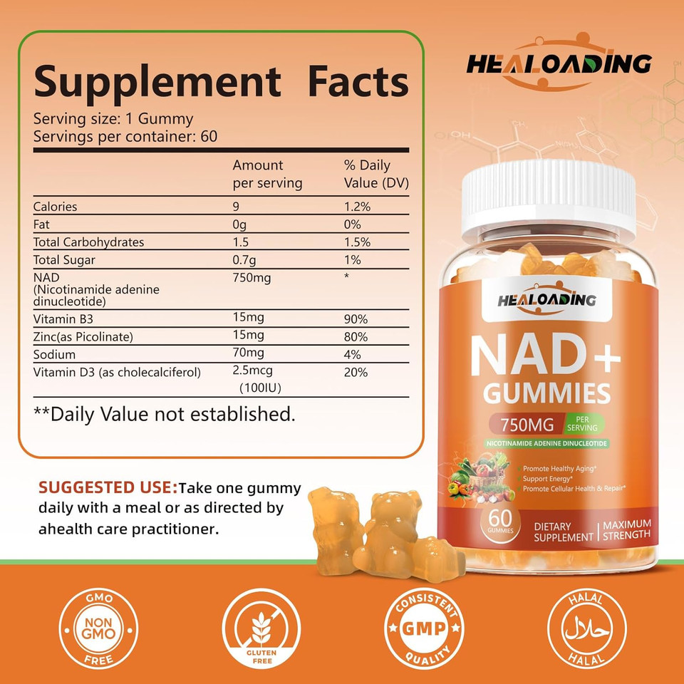Nad+ Gummies Nad Resveratrol Supplement : Nad Supplements For Women Aging Defense Absorption Than Nicotinamide Riboside Boost Vitamin B3 D3 Sodium Zinc Support Cellular Health Energy And Dna Repair