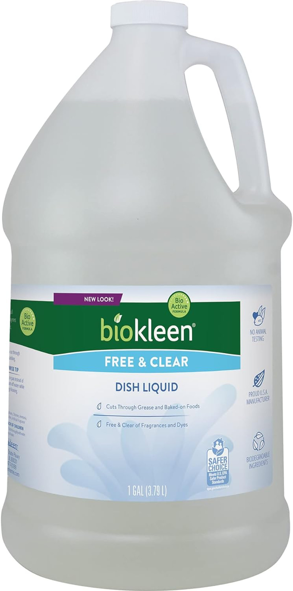 Biokleen Free & Clear Dish Liquid - 1 Gallon - Soap, Dishwashing, Eco-Friendly, Non-Toxic, Plant-Based, No Artificial Fragrance, Colors Or Preservatives, Free & Clear, Unscented128 Fl Oz (Pack Of 1)