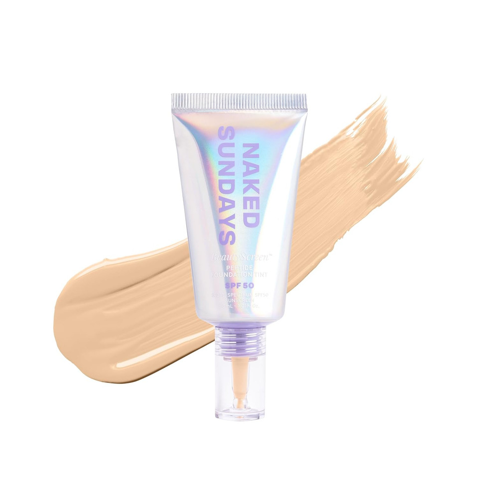 Naked Sundays Beautyscreen Spf 50 Mineral Peptide Foundation Tint  2-In-1 Skin Tint & Mineral Sunscreen | Radiant, Buildable Coverage, Acne-Safe, Infused With Peptides (4 Medium Honey, 1.01 Oz)