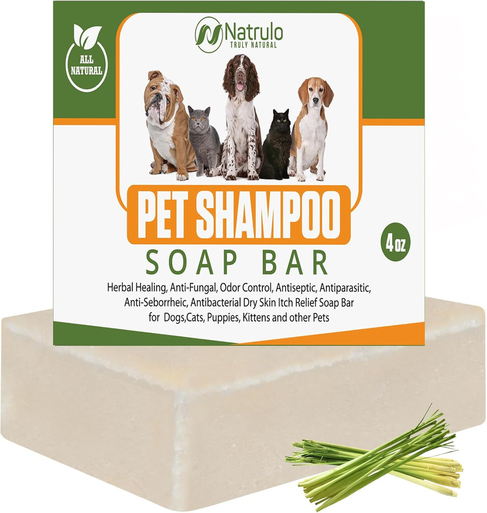 Natrulo All Natural Pet Shampoo Soap Bar For Dogs, Cats, Puppies  Herbal Healing Dry Skin Itch Relief, Odor Control Bar Soap For Pets  Gentle, Plant-Based, Easy-To-Use Pet Soap Bar Made In Usa