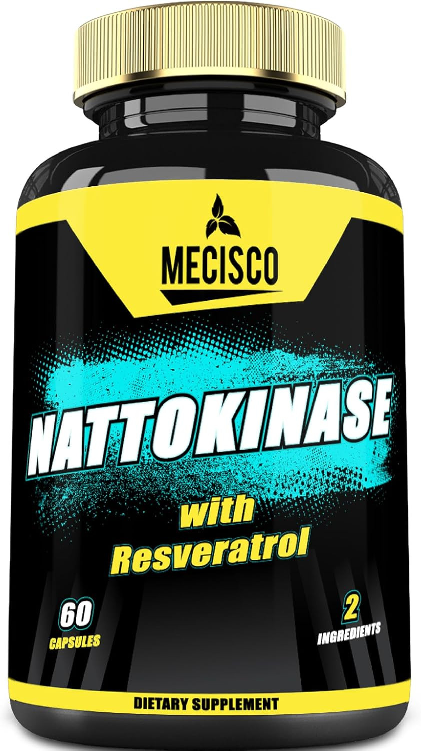 Nattokinase Supplement 4000 Fu 200Mg With Trans-Resveratrol - 3200Mg Per Serving For Heart Health, Circulatory & Body Management Support - 60 Capsules - Non-Gmo, Gluten Free