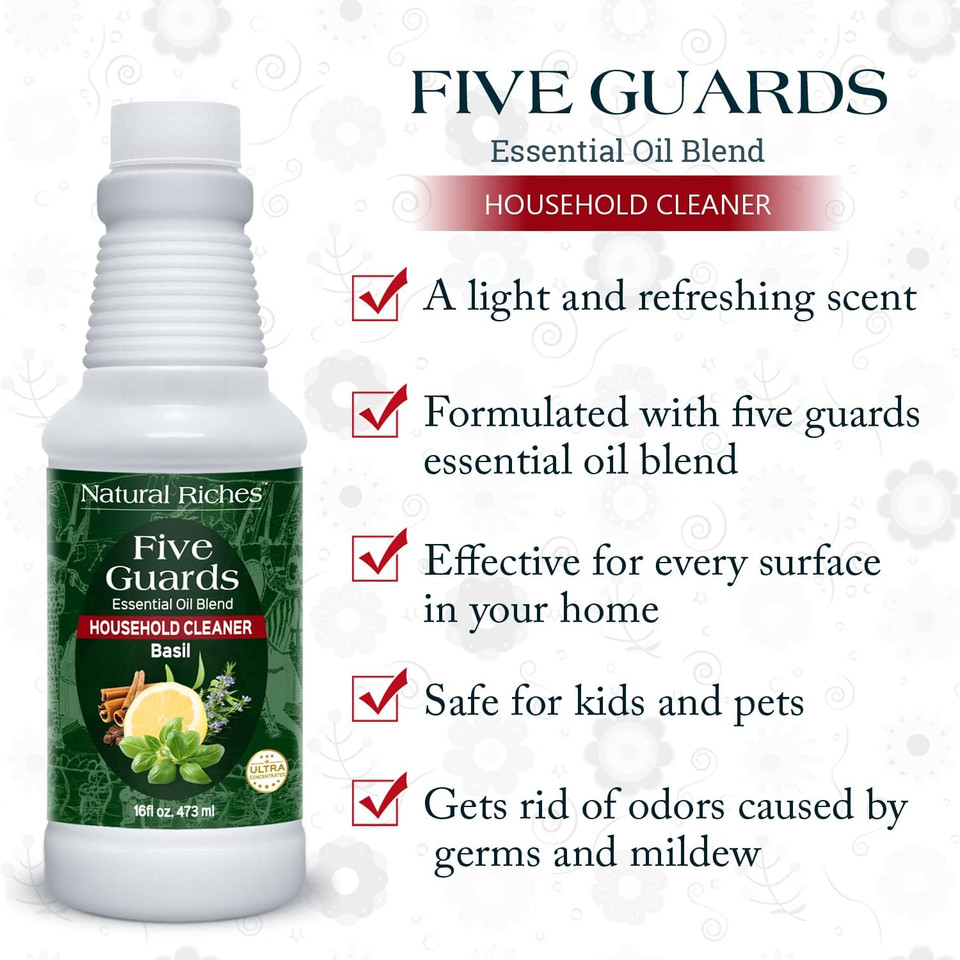 Natural Riches Household Cleaner Concentrate Five Guards With Basil From The Tales Of Stories Of French Thieves Essential Oil Blend Household Cleaner - 16 Fl Oz