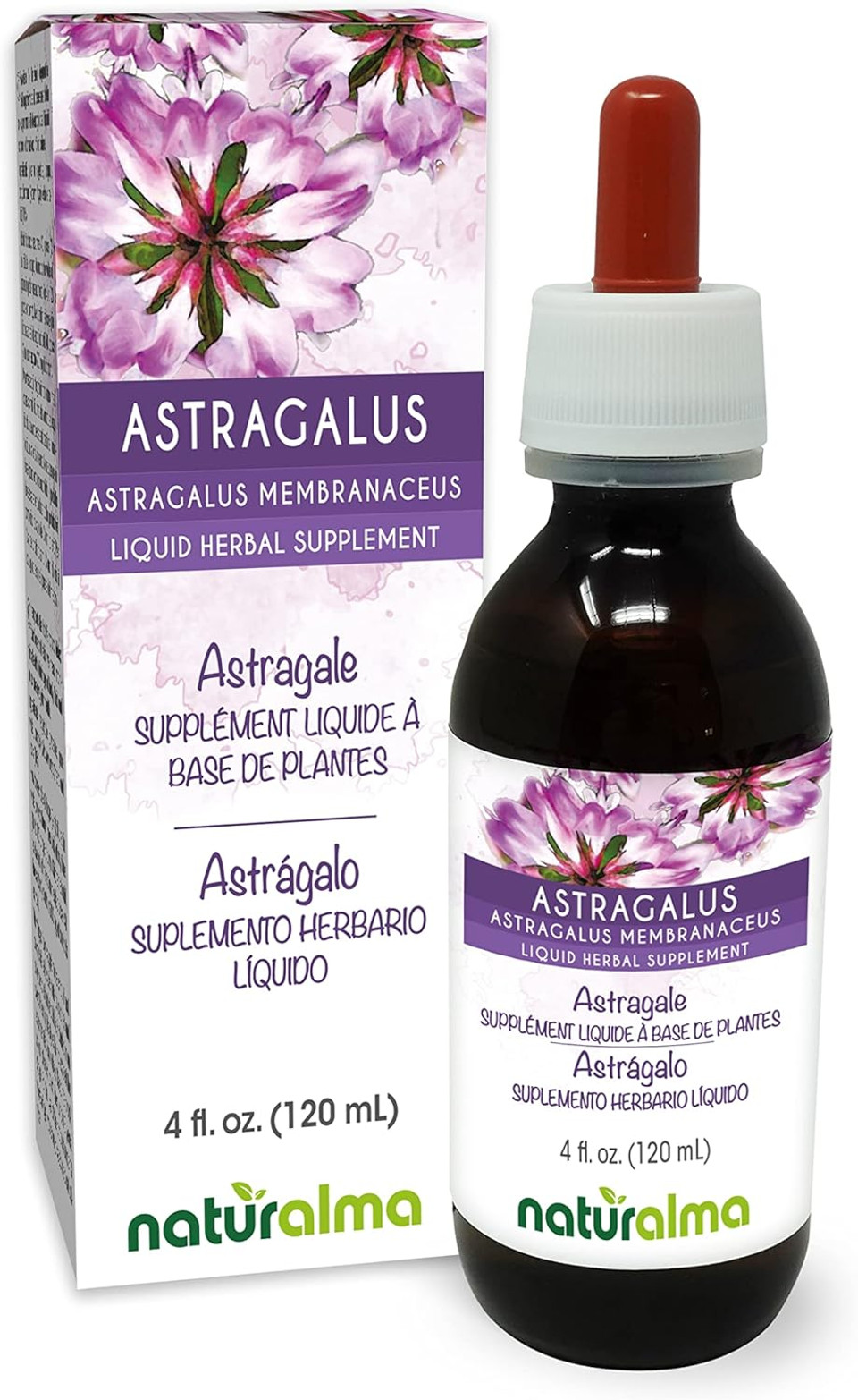 Naturalma Astragalus (Astragalus Membranaceus) Root Alcohol-Free Tincture - 4 Fl Oz Liquid Extract In Drops - Herbal Supplement - Vegan