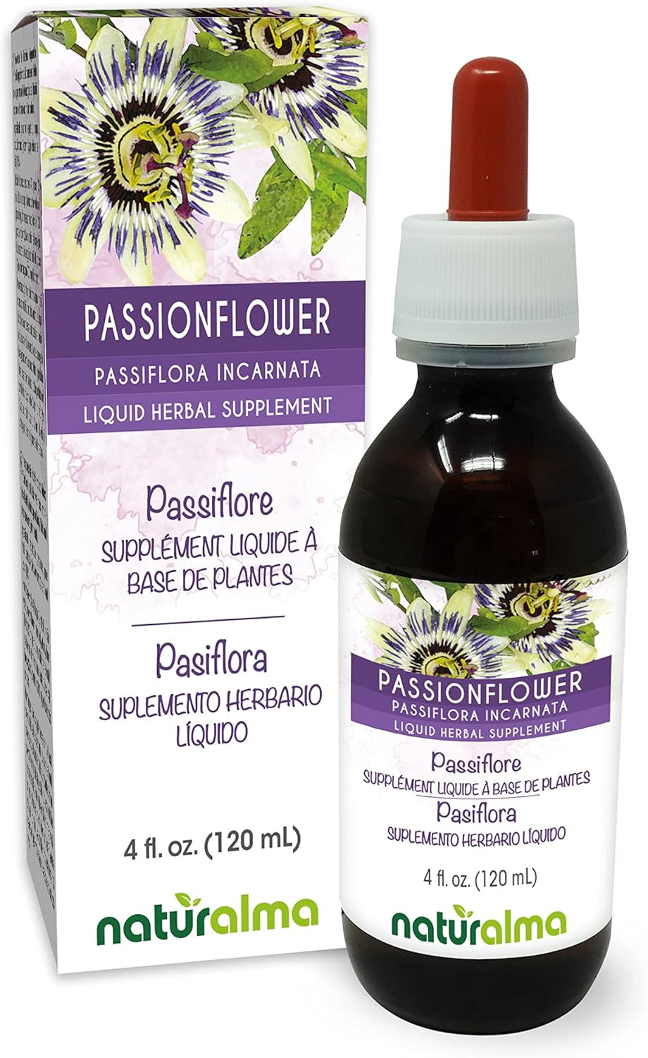 Naturalma Passionflower (Passiflora Incarnata) Herb With Flowers Alcohol-Free Tincture - 16.9 Fl Oz Liquid Extract In Drops - Herbal Supplement - Vegan