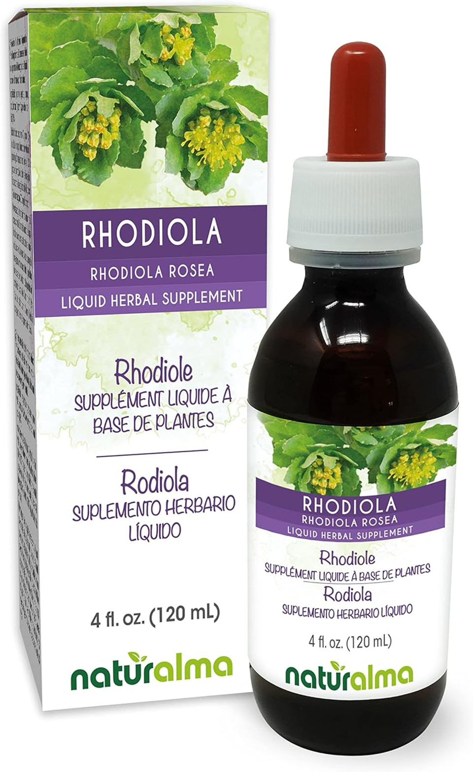 Naturalma Rhodiola Rosea (Sedum Roseum) Root Alcohol-Free Tincture - 16.9 Fl Oz Liquid Extract In Drops - Herbal Supplement - Vegan