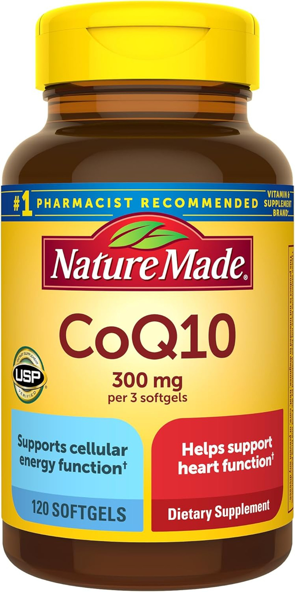 Nature Made Coq10 300Mg Per 3 Softgels, Heart Health & Antioxidant Support, 120 Softgels, 40 Day Supply