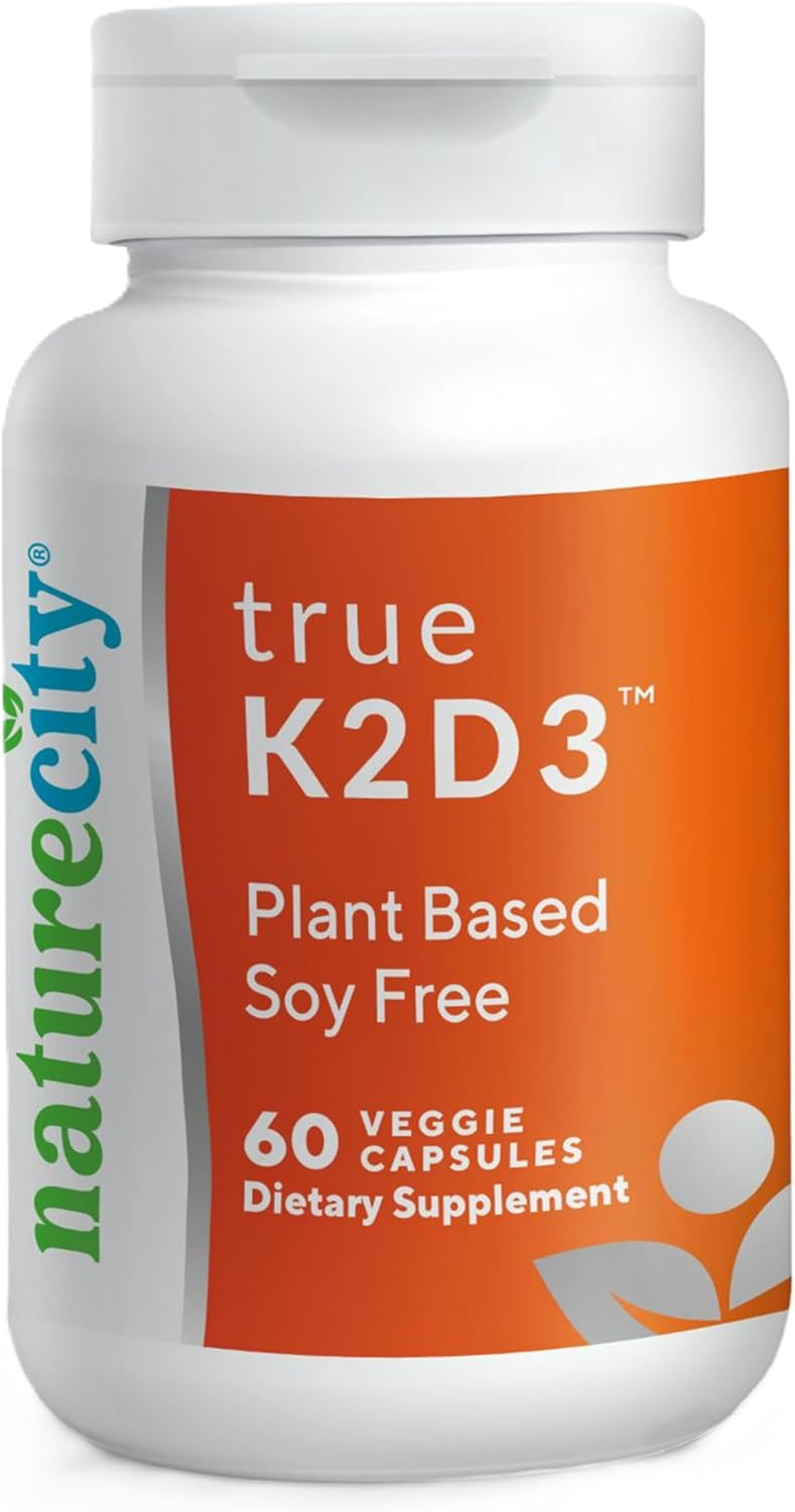 Naturecity Truek2D3 Plant Based Vitamin K2 Mk7 (90 Mcg) & D3 From Algae(2,500 Iu) 2 In 1 Vitamin D3 K2 Supplement For Bone, Heart And Immune Health  60 Veggie Capsules