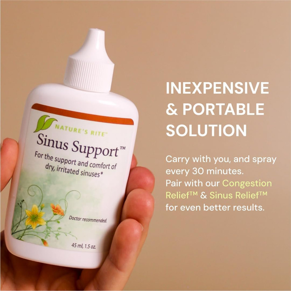 Natures Rite Sinus Support, 1.5 Oz. (45 Ml)  Portable, All-Natural Sinus Spray  All-Season Relief For Allergy & Pollution Irritation  Moisturizes & Soothes Sinus Tissue  Made In Usa