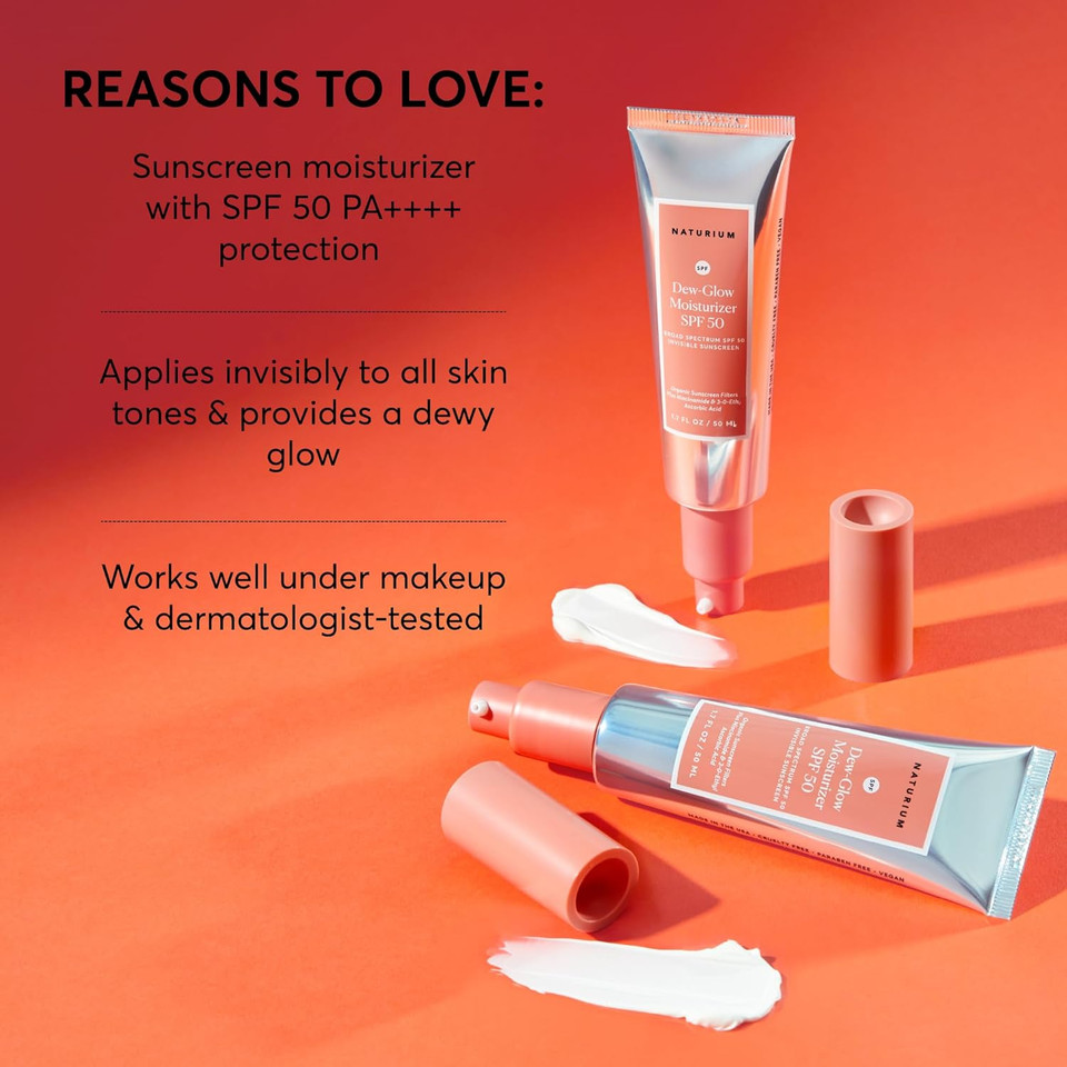 Naturium Dew-Glow Moisturizer Spf 50 Pa++++ Jumbo, Daily Moisturizing Sunscreen & Face Primer, Skin Protector With Dewy Finish, 3.4 Oz