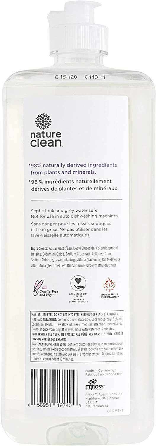 Nature Clean Natural Hypoallergenic Dish Liquid Lavender Tea Tree 740 Ml