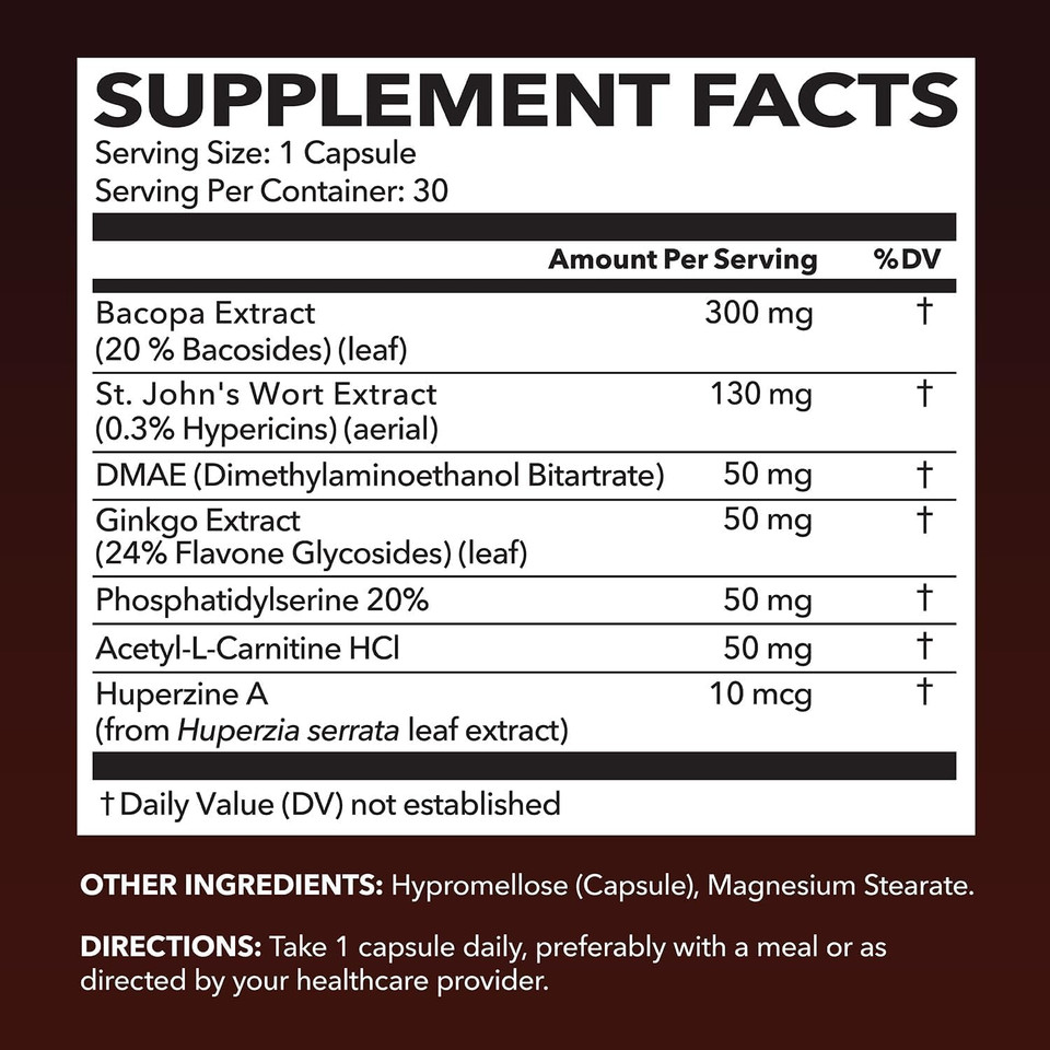 Neuroignite Brain Supplements For Memory And Focus - 30 Count - Nootropics Brain Support Supplement With Bacopa, Ginkgo Biloba, St. John'S Wort, Phosphatidylserine - Non-Gmo Capsules, 1-Month Supply