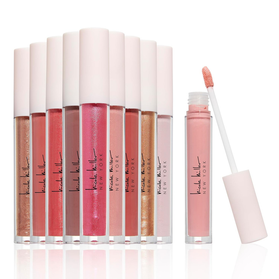 Nicole Miller 10 Pc Full-Size 3.5Ml Each Multicolor Lip Gloss Set - Vibrant Shades For Alluring Beauty