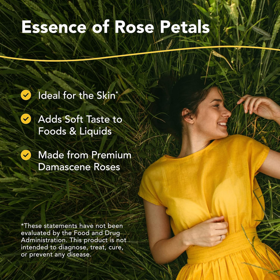 North American Herb & Spice Essence Of Rose Petals - 12 Fl. Oz. - Aromatic, Soothing & Oxygen-Rich, Premium Damascene Rose - Ideal For Skin - Non-Gmo - 12 Servings