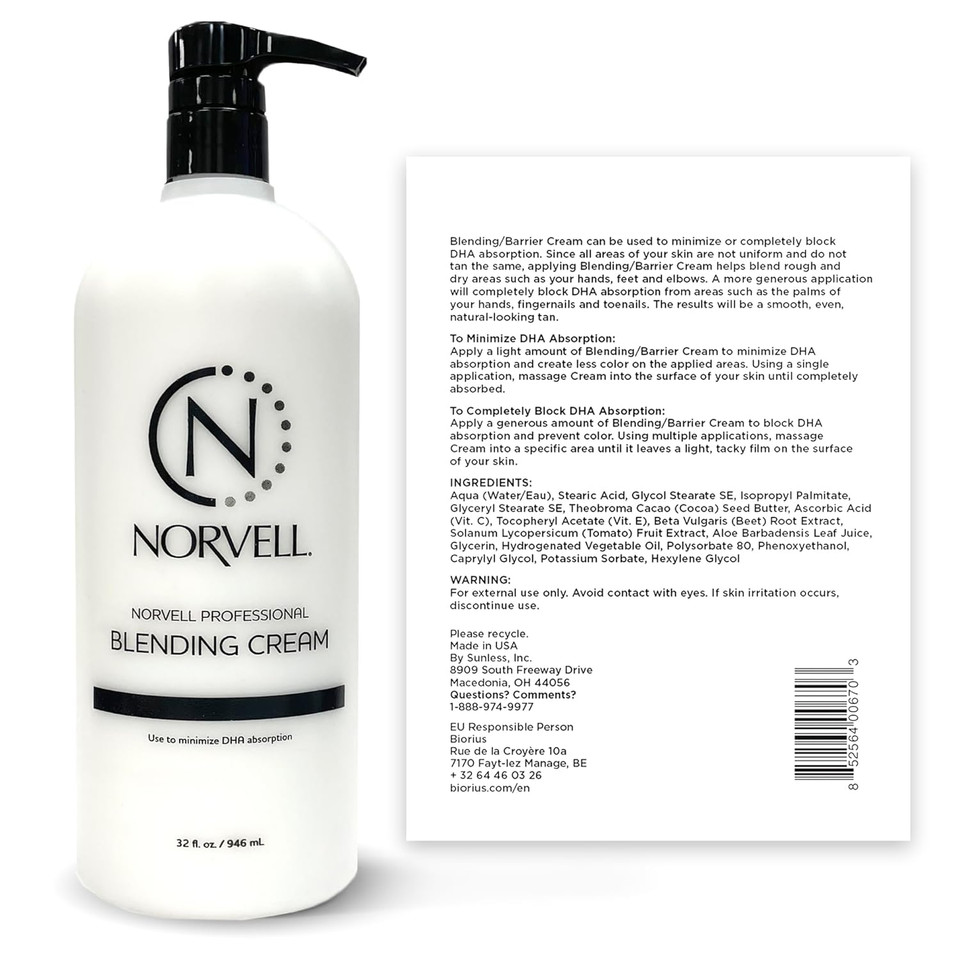 Norvell Pro Blending Dha Barrier Cream For Spray Tanning, 32 Fl. Oz