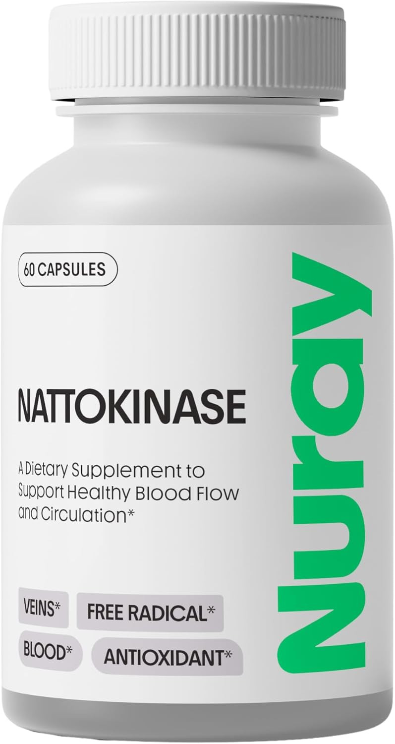 Nuray Nattokinase 150 Mg, 20,000 Fu Per Serving  Supports Healthy Circulation And Vascular Function, 60 Vegetarian Capsules