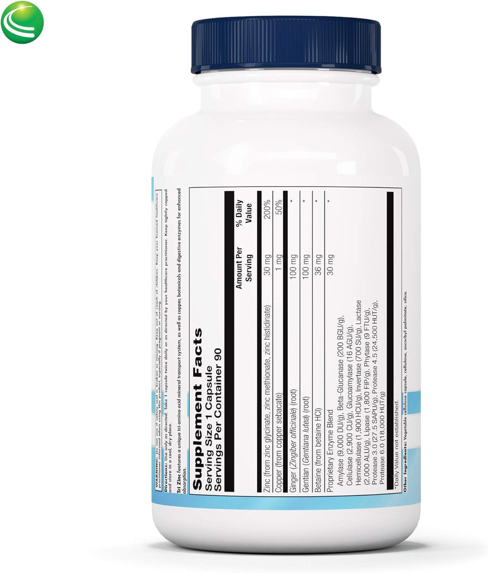 Nutra Biogenesis Tri Zinc - Supplements For Men And Women, Chelated Zinc Glycenate And Copper For Natural Immune Support, Skin Health - 90 Capsules