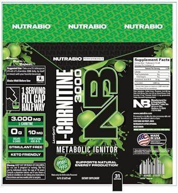 Nutrabio  L-Carnitine Liquid Shots  3000Mg, (Peach Rings)  10Mg Of Vitamin B-5  Zero Carbs & Sugars  Energy Production  Muscle Recovery