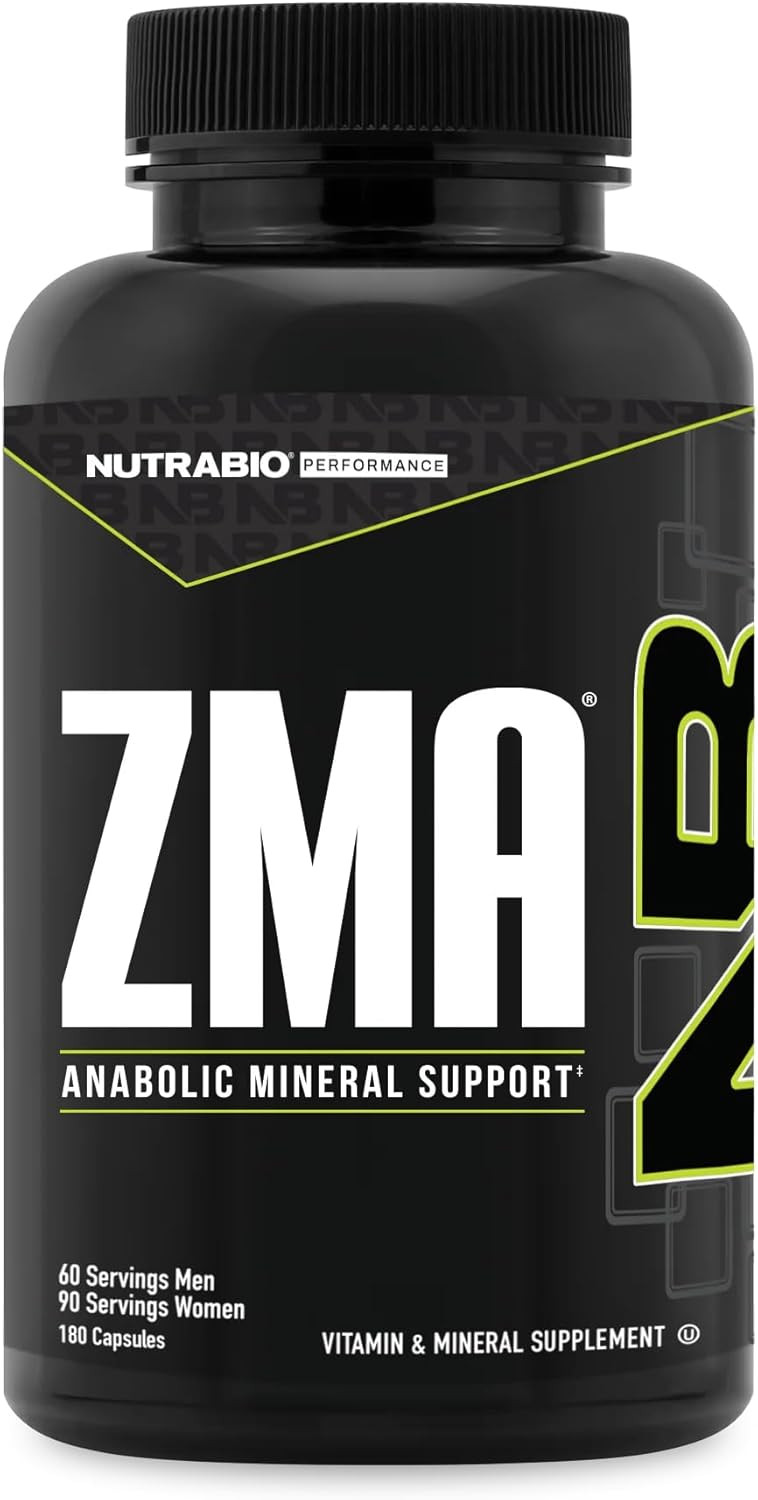 Nutrabio Zma Supplements For Men & Women- Zinc Magnesium Supplements To Support Hormone Levels, Peak Performance, Sleep, Muscle Recovery, Immune Health, 180 Ct