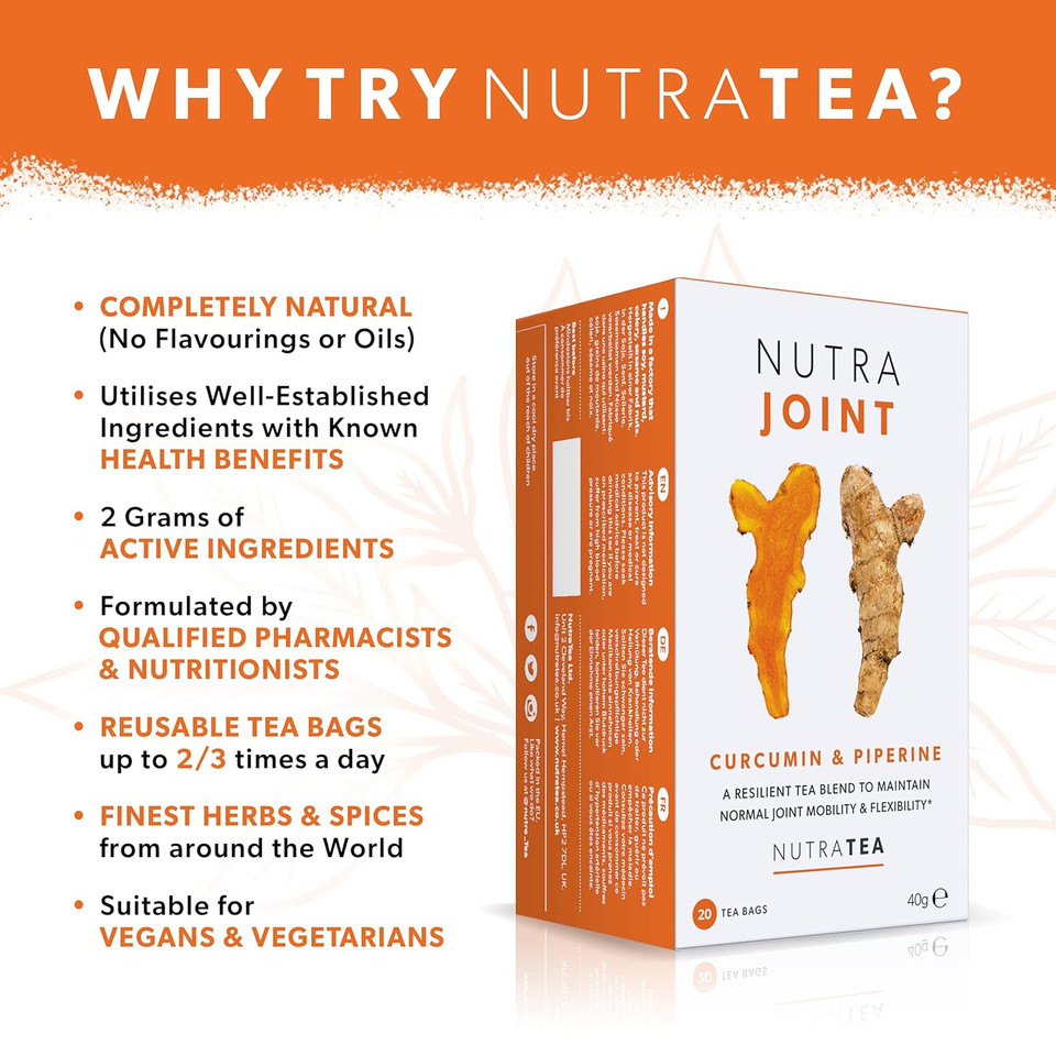 Nutrajoint - Joint Care Tea | Joint Mobility Tea | Joint Flexibility Tea - Relief From Joint Pain - 20 Enveloped Tea Bags - By Nutra Tea - Herbal Tea