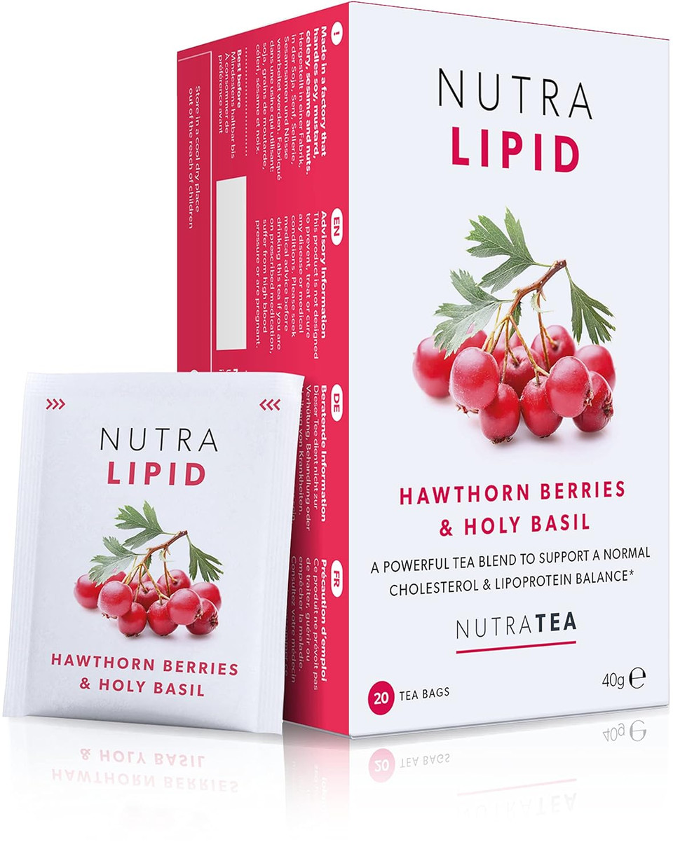 Nutralipid - Lipid Management Tea | Cholesterol Tea - Support Cholesterol Levels And Heart Health  Includes Red Yeast Rice, Hawthorn Berry & Garlic - 20 Enveloped Tea Bags - By Nutra Tea - Herbal Tea