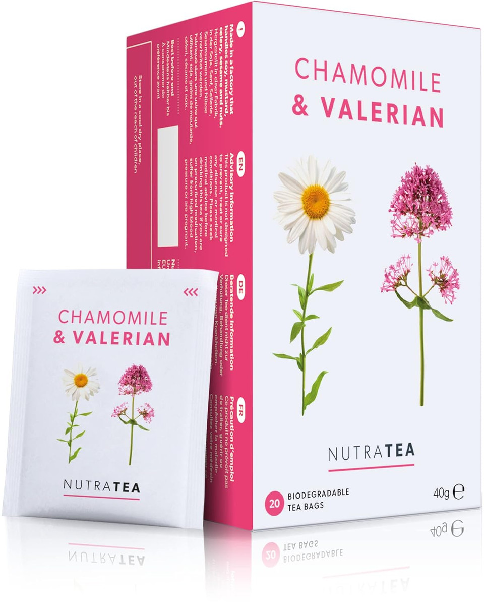 Nutratea - Chamomile & Valerian Bedtime Tea | Sleep Tea - 20 Bags - Herbal