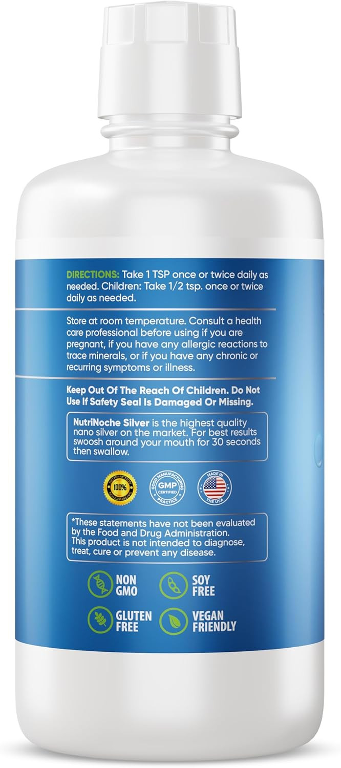 Nutrinoche Ultra Pure Colloidal Silver Spray - Excellent Daily Immune Support - Organic 99.99% Nano Particles - Ultra Pure Silver Hydrosol - 2 Ounces - 30 Ppm