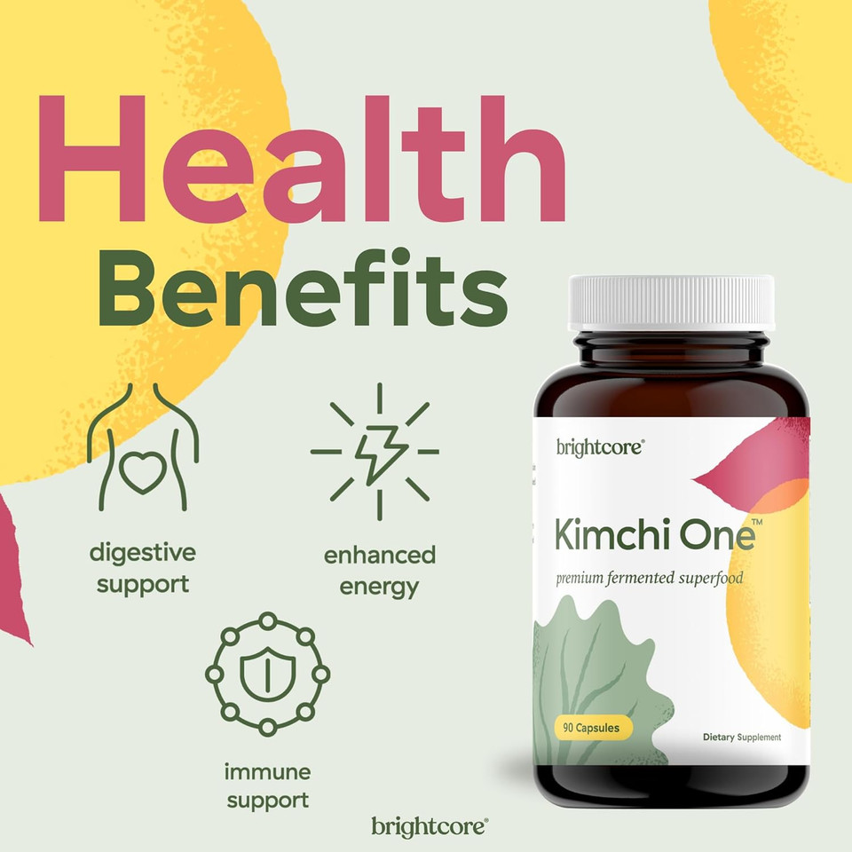 Nutrition - Kimchi One, Kimchi Powder Capsules, Probiotics, Enzymes, & Antioxidant Supplement, Premium Gut Health Superfood For Overall Well Being, Gluten-Free, 90 Vegan Capsules