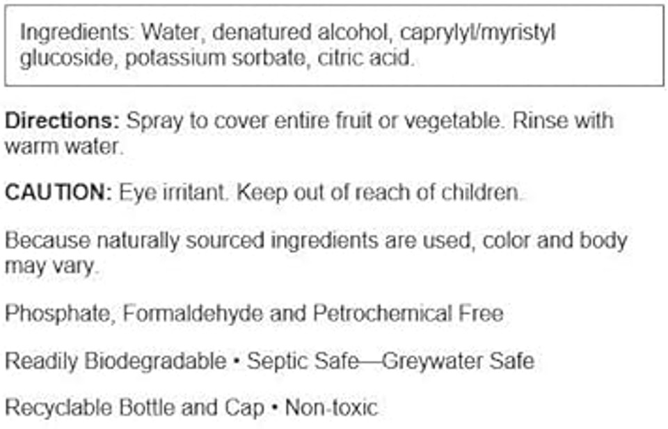 Swanson Eco-Friendly Fruit & Vegetable Wash 32 Fl Ounce (946 Ml) Liquid