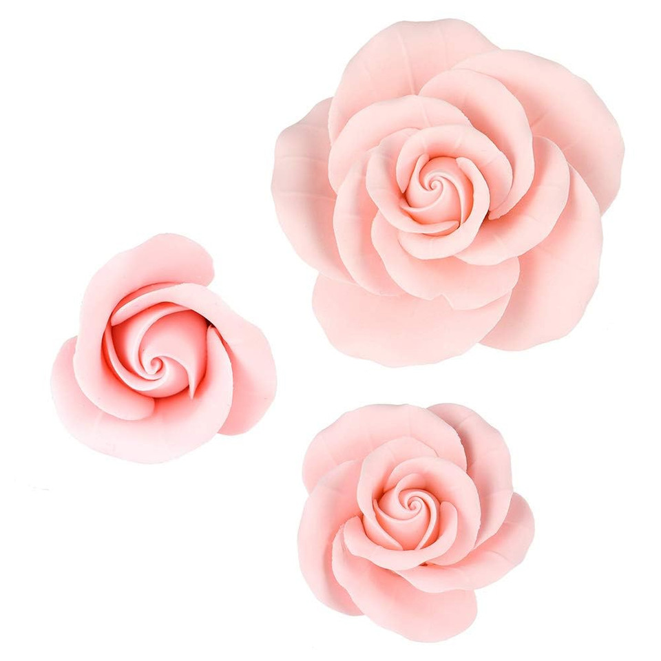O'Creme Garden Roses Gumpaste Flower Set - Red - Edible Flowers For Cake Decorating - Sugar Paste Flower Decorations For Cakes, Candy, Cupcake Toppers