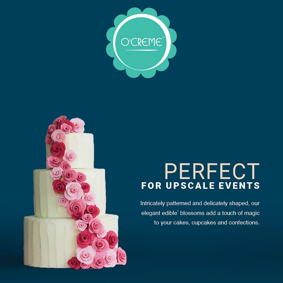 O'Creme Poppy Anemone Gumpaste Sugar Flower, 4.5 Inch - For Cake Decorating - Sugar Paste Decorations For Cakes, Cupcake Toppers - Birthday, Wedding, Valentines, Baby Shower - Set Of 3 Pink