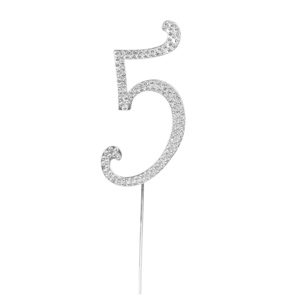 O'Creme Rhinestone Silver-Colored Number-9 Cake Topper 4 Inch
