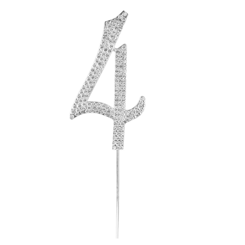 O'Creme Rhinestone Silver-Colored Number-9 Cake Topper 4 Inch