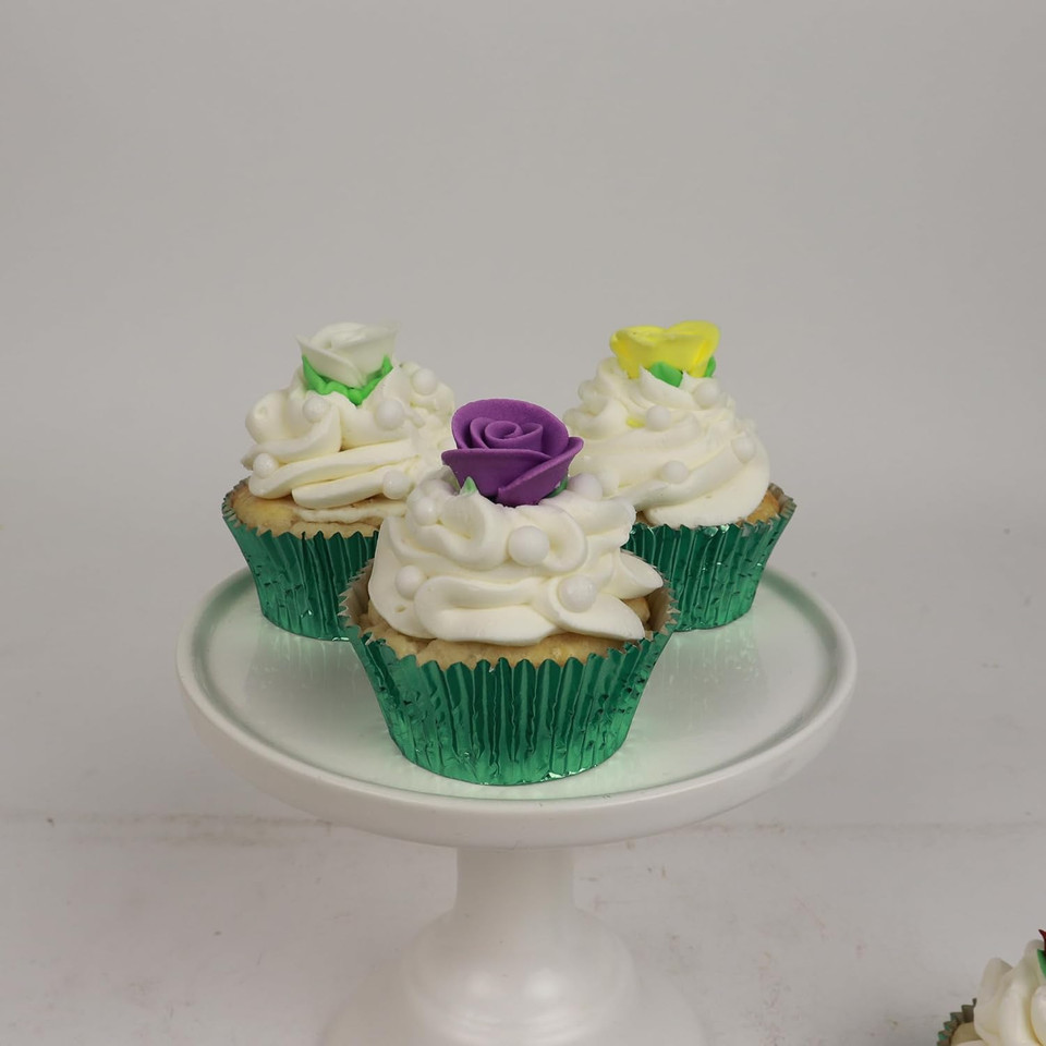 O'Creme Rose Royal Icing Sugar Flower 3/4 Inch High - For Cake Decorating - Decorations For Cakes, Cupcake Toppers - Birthday, Wedding, Valentines, Baby Shower - Set Of 6 Lavender