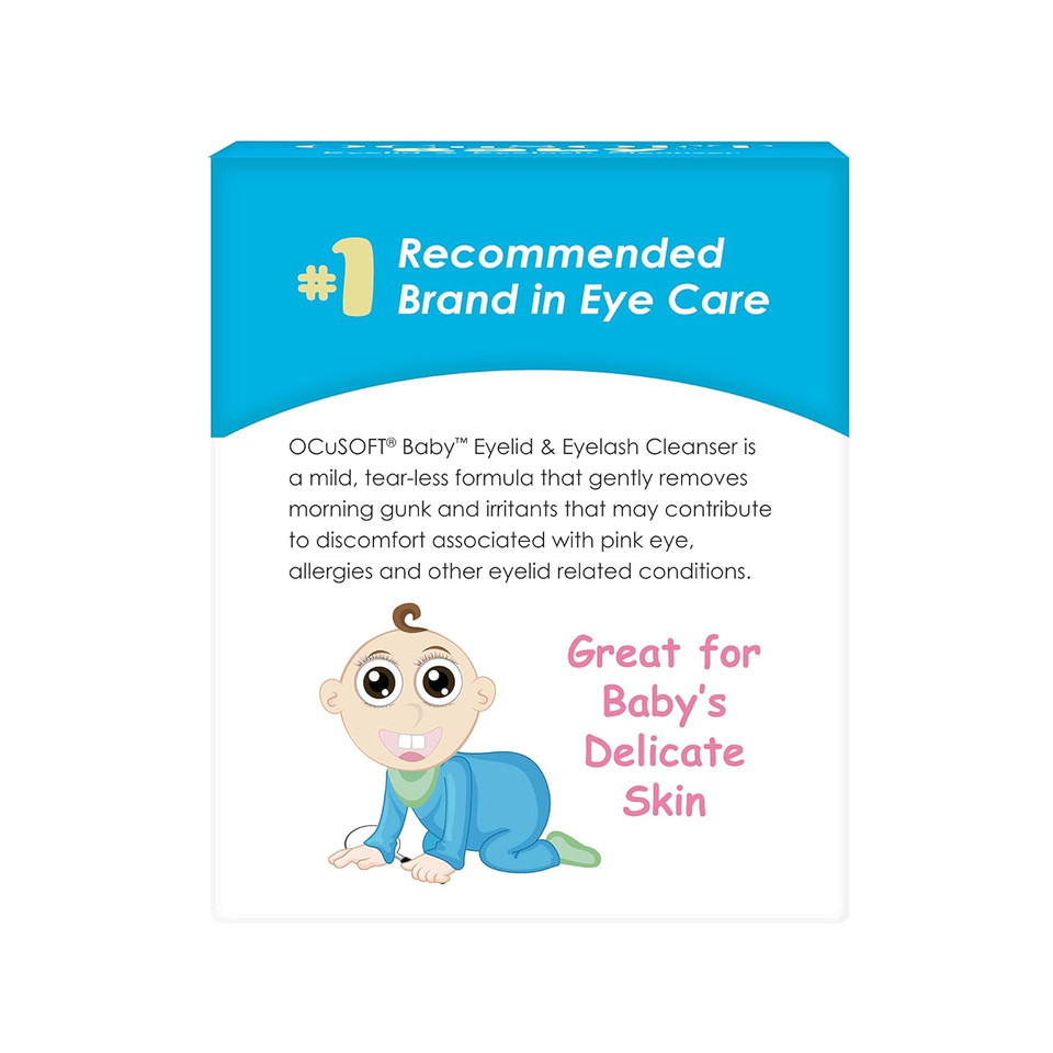 Ocusoft Baby Eyelid And Eyelash Cleanser, Pre-Moistened Towelette, White/Blue 20 Count