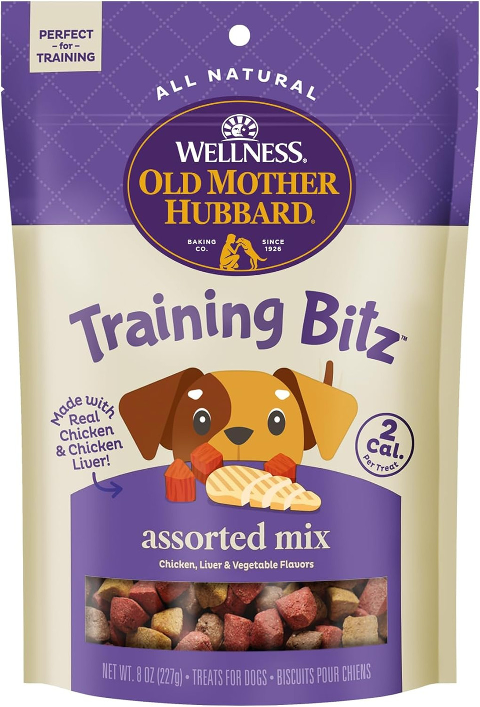 Old Mother Hubbard Wellness Soft & Chewy Pleas'N P.B. Bacon Dog Biscuits, Natural, Training Treats, Peanut Butter & Bacon Flavor, Mini Size, (8 Ounce Bag)