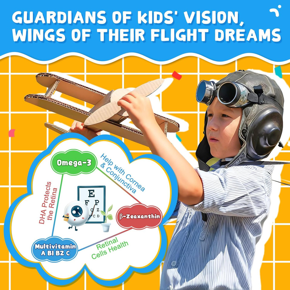 Omega 3 (Epa/Dha) Filled Gummies For Kids With Multivitamin, Calcium + D3 + K2 + Zinc, Plus Vitamin A B1 B2 B12 C, Selenium, Lodine For Brain, Eye, Bone, Energy, No Fish Taste, Sugar Free