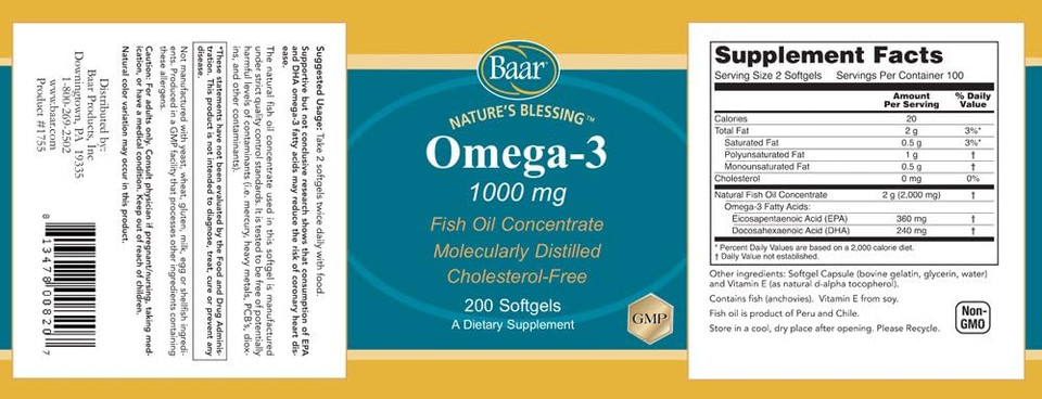 Omega 3 1000Mg 200 Softgels