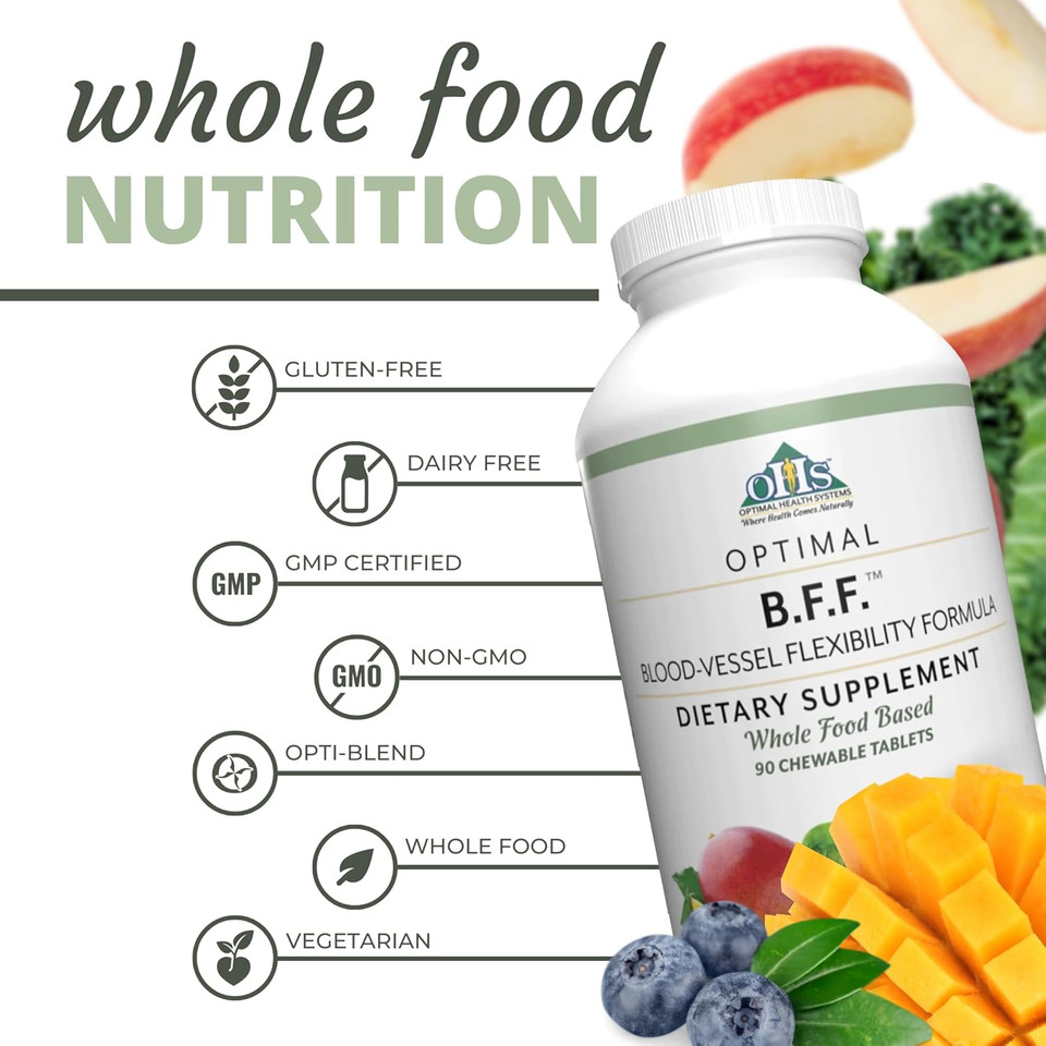 Optimal Health Systems Bff Chewable | Blood-Vessel Flexibility Formula | Circulation & Oxygen Flow Supplement | Nitric Oxide Boost | 50+ Powerful Ingredients | 90 Tablets